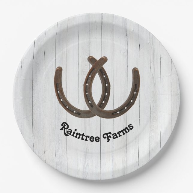 Personalised Horseshoe Horse  Paper Plate (Front)