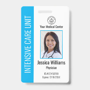 Personalised Hospital Employee Logo Photo Blue ID Badge