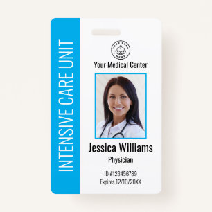 Personalised Hospital Employee Logo Photo Blue ID ID Badge