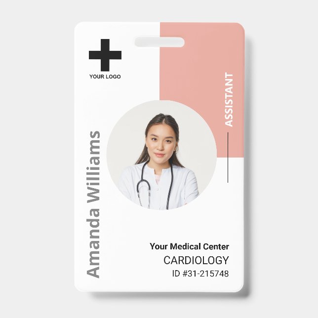 Personalised Hospital Employee Logo & Photo ID Bad Badge (Front)