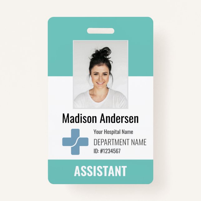 Personalised Hospital Employee Logo & Photo ID Bad ID Badge (Front)