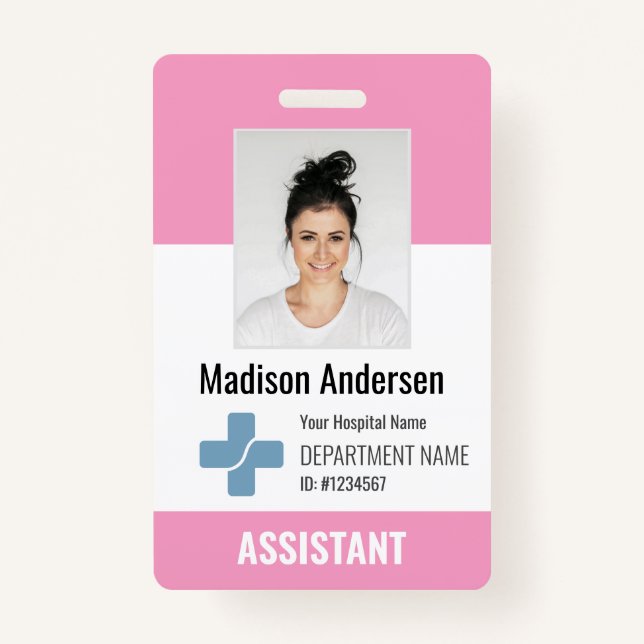 Personalised Hospital Employee Logo & Photo ID Bad ID Badge (Front)