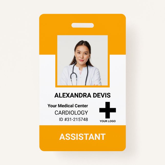 Personalised Hospital Employee Logo & Photo ID Bad ID Badge (Front)