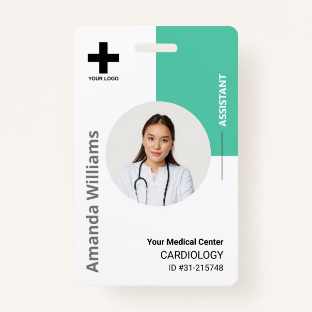 Personalised Hospital Employee Logo & Photo ID Bad ID Badge (Front)