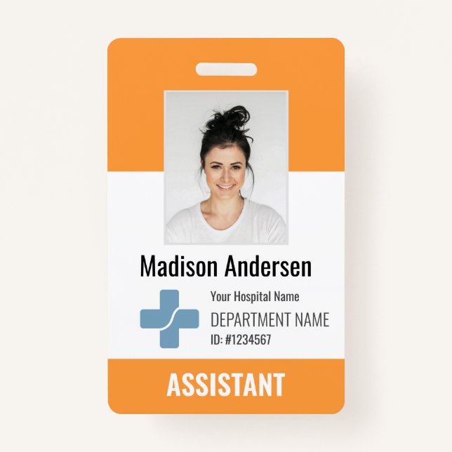 Personalised Hospital Employee Logo & Photo ID Bad ID Badge (Front)