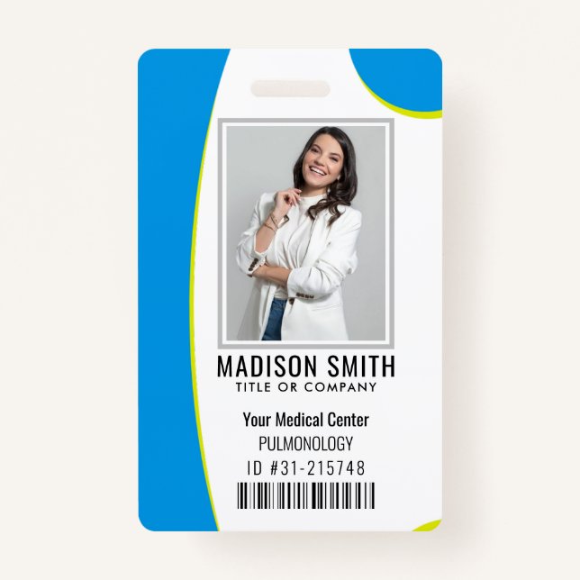 Personalised Hospital Employee Logo & Photo ID Bad ID Badge (Front)