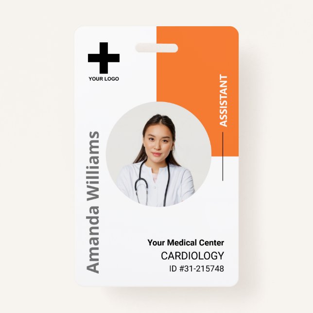 Personalised Hospital Employee Logo & Photo  ID Badge (Front)