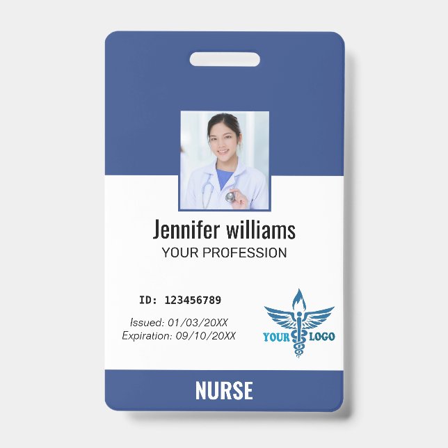Personalised Hospital Employee Logo & Photo ID Badge (Front)