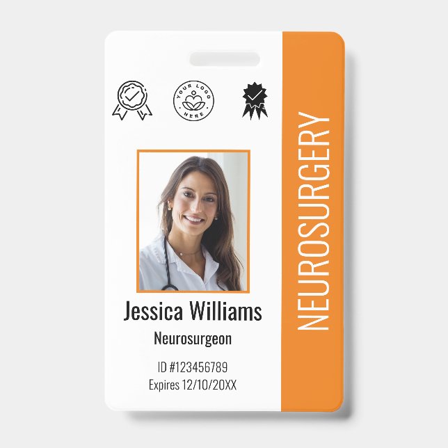 Personalised Hospital Employee Logo & Photo ID  Badge (Front)