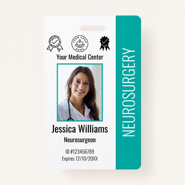 Personalised Hospital Employee Logo & Photo ID ID Badge (Front)