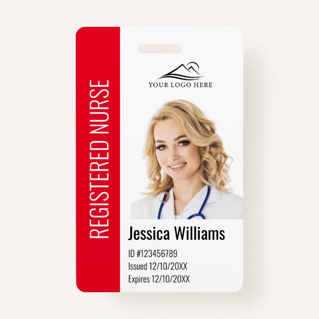 Personalised Hospital Employee Logo & Photo ID ID Badge (Front)