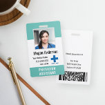 Personalised Hospital Employee Logo & Photo ID ID Badge<br><div class="desc">Personalise these vertical medical personnel badges with an employee photo and name, along with multiple custom text fields for hospital or healthcare facility name, unit or floor, title abbreviation, employee ID number, or valid through date, along with the medical centre logo. The title or role appears along the bottom in...</div>