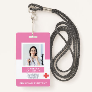 Personalised Hospital Employee Logo & Photo Pink ID Badge