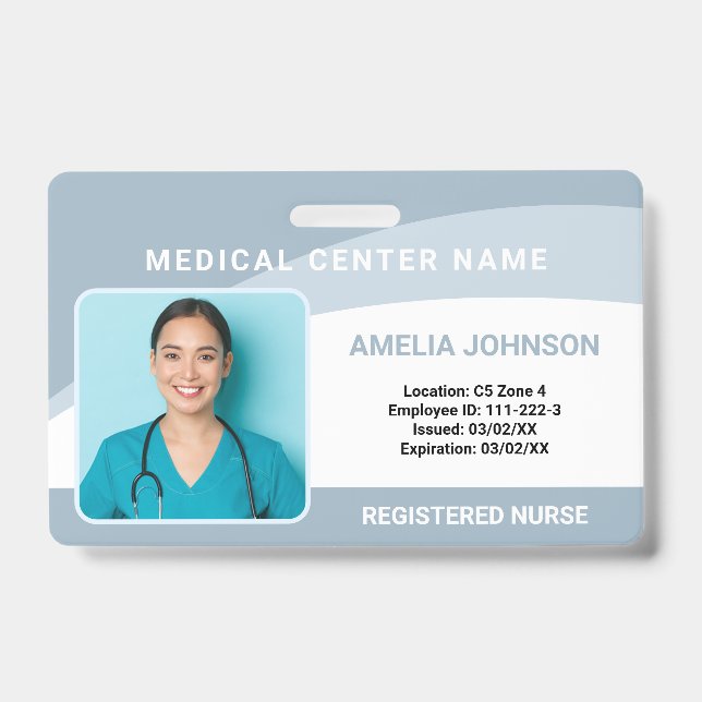 Personalised Hospital Employee Photo ID Badge (Front)