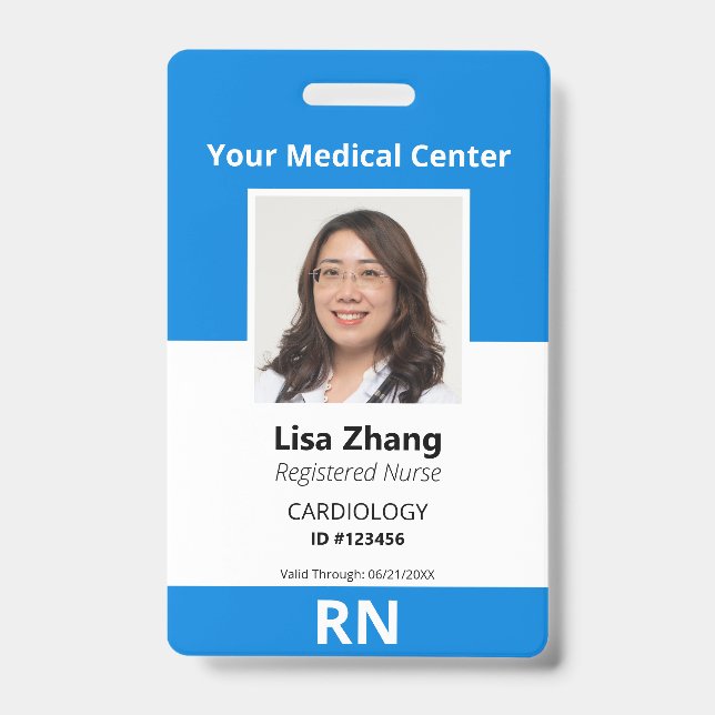 Personalised Hospital Employee Photo ID Badge (Front)
