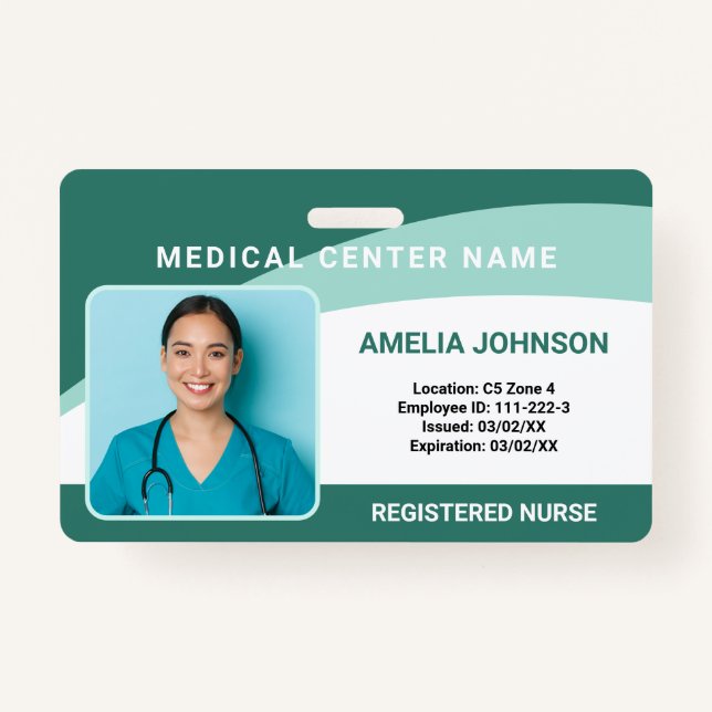 Personalised Hospital Employee Photo ID Badge (Front)