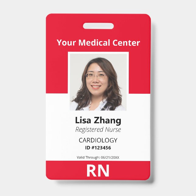 Personalised Hospital Employee Photo ID Badge (Front)