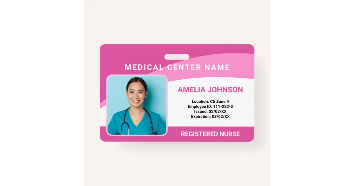 Personalised Hospital Employee Photo ID Badge Zazzle