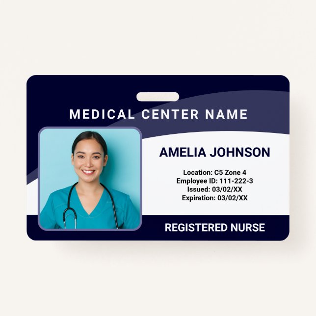 Personalised Hospital Employee Photo ID Badge (Front)