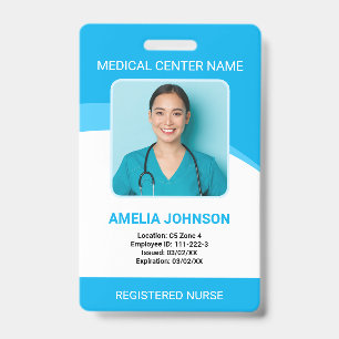 Personalised Hospital Employee Photo ID Blue Badge