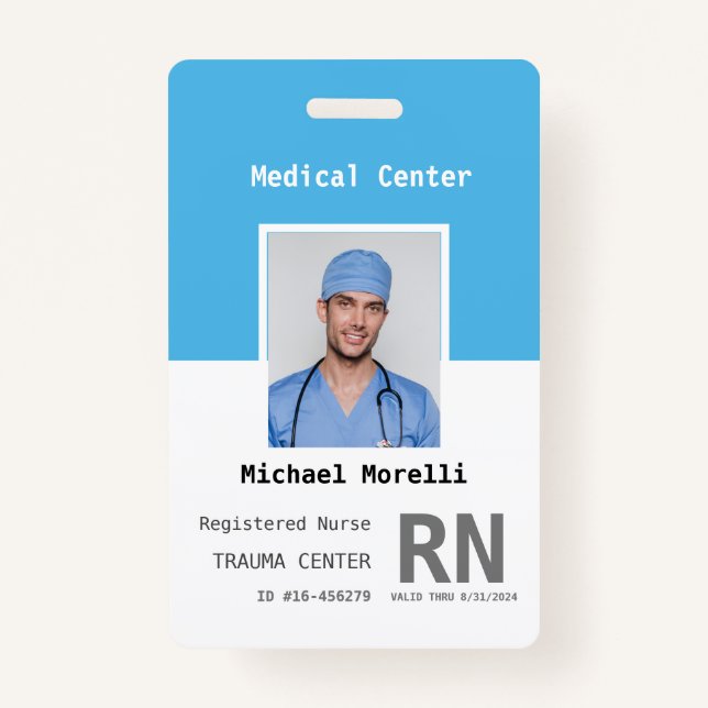 Personalised Hospital Employee Photo ID ID Badge (Front)