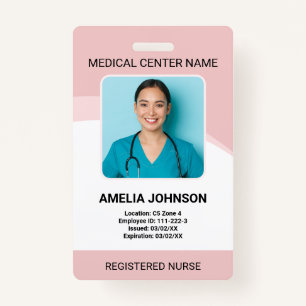 Personalised Hospital Employee Photo ID Pink ID Badge