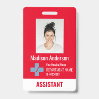 Personalised Hospital Employee Total red ID Badge