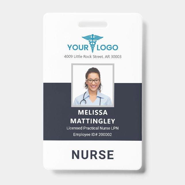 Personalised Hospital Logo and Employee Photo ID Badge (Front)