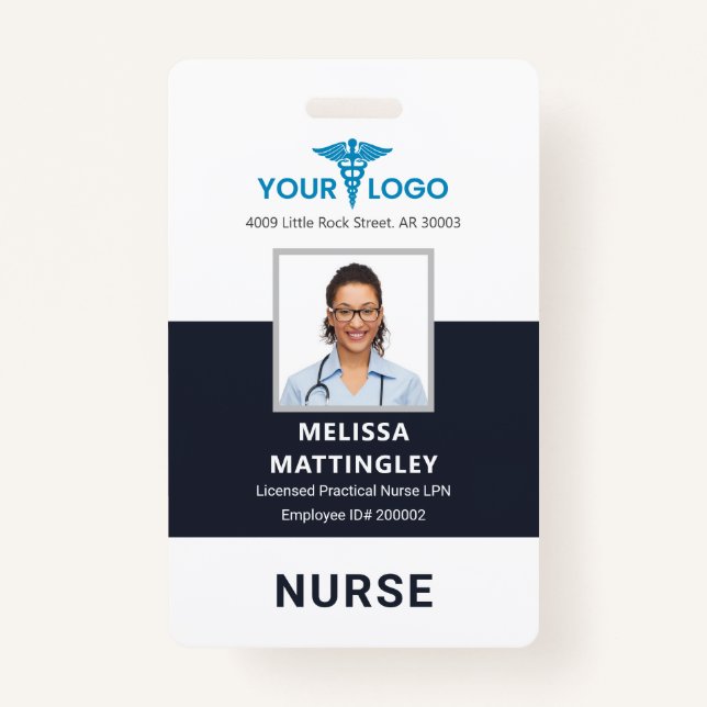 Personalised Hospital Logo and Employee Photo ID ID Badge (Front)