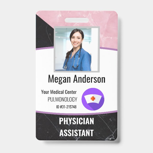 Personalised Hospital Marble Employee Photo ID Badge (Front)