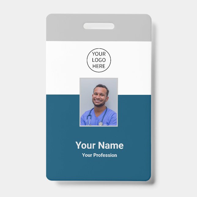 Personalised Hospital Modern Employee Staff  ID Badge (Front)