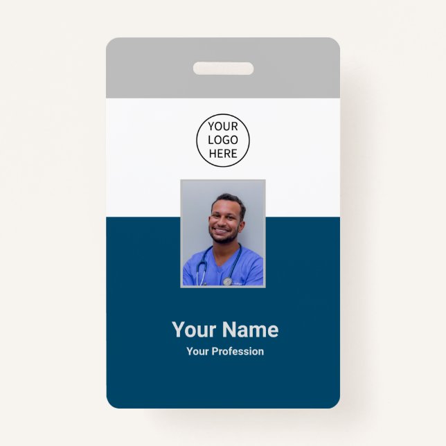 Personalised Hospital Modern Employee Staff  ID Badge (Front)