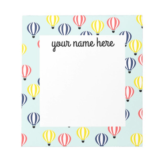 Personalised Hot Air Balloon Notepad (Front)