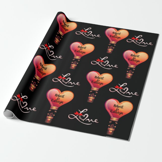 Personalised Hot Air Balloons Wrapping Paper (Unrolled)