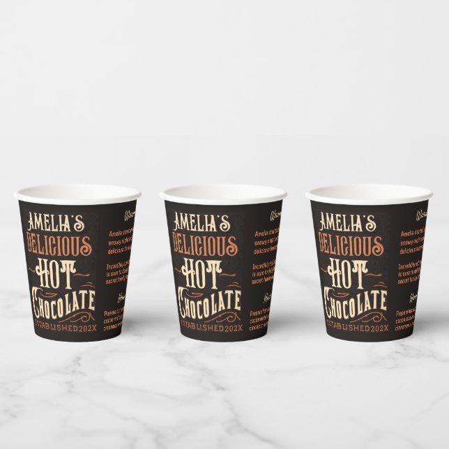 Personalised Hot Chocolate Recipe Christmas Cocoa  Paper Cups (Multi)