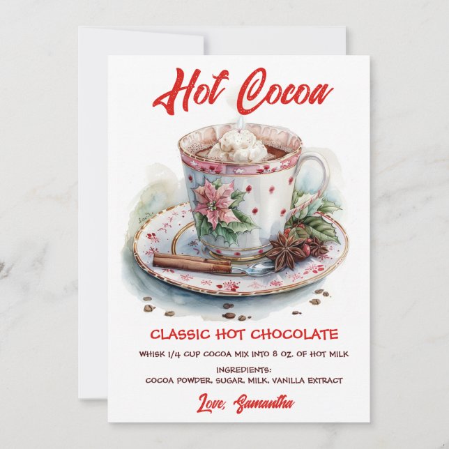 Personalised Hot Chocolate Recipe Holiday Card (Front)