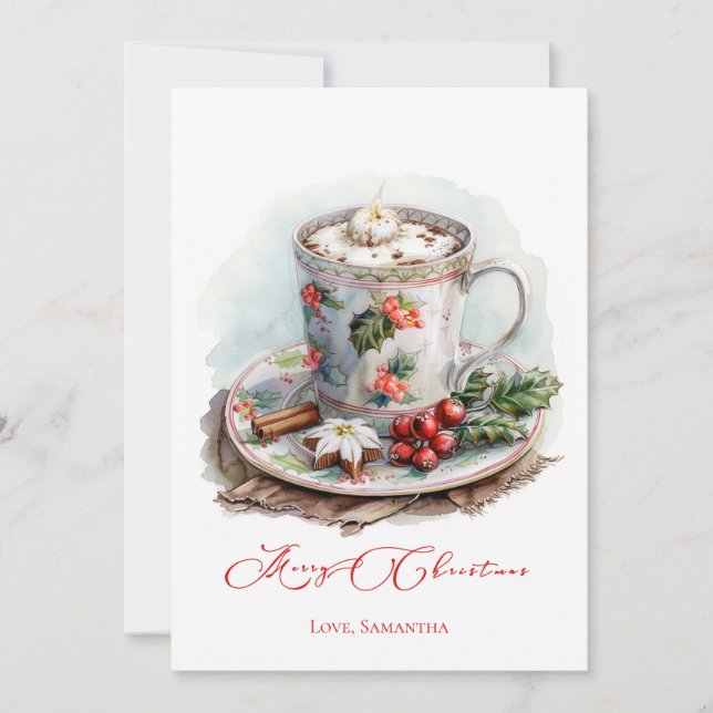Personalised Hot Chocolate Rustic Christmas Cards (Front)