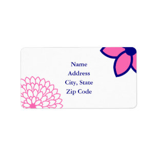 Personalised Hot Pink and Navy Blue Modern Floral Label