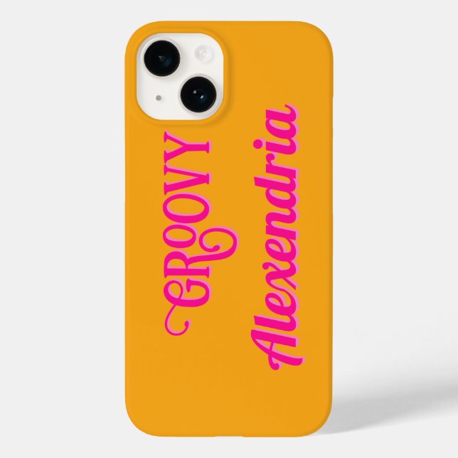 Personalised Hot Pink and Orange Case-Mate iPhone Case (Back)