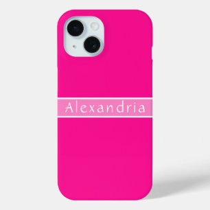 Personalised Hot Pink and Pink iPhone 15 Case