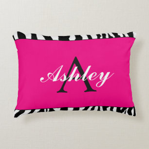 Personalised Hot Pink and Zebra Decorative Cushion