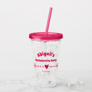 Personalised Hot Pink Bachelorette / Bridal Party Acrylic Tumbler