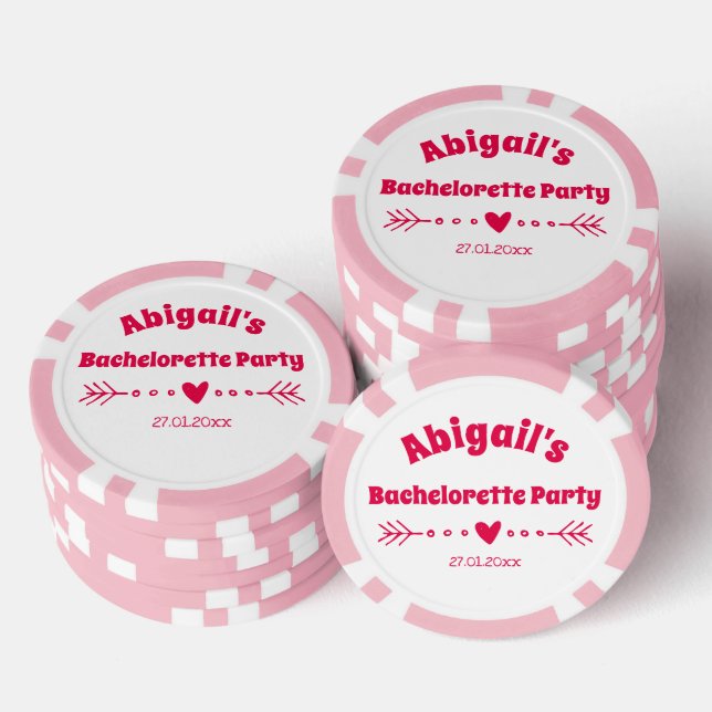 Personalised Hot Pink Bachelorette / Bridal Party  Poker Chips (Stack)