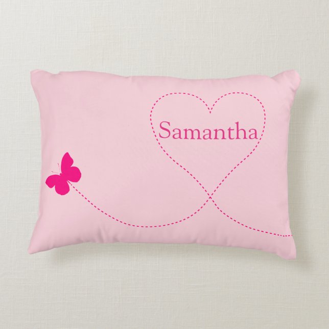 Personalised Hot Pink Butterfly Decorative Cushion (Back)