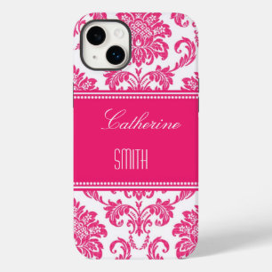Personalised Hot PInk Damask  Case-Mate iPhone 14 Plus Case