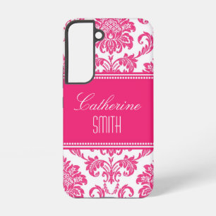 Personalised Hot PInk Damask  Samsung Galaxy Case