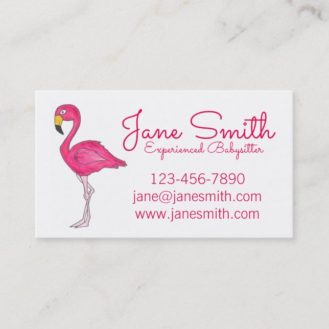 Personalised Hot Pink Flamingo Cute Tropical Bird Business Card (Front)