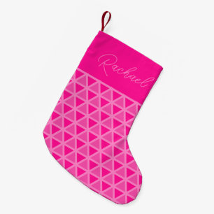 Personalised Hot Pink Geometric Small Christmas Stocking