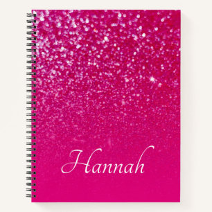Personalised Hot Pink Glitter Ombre Notebook