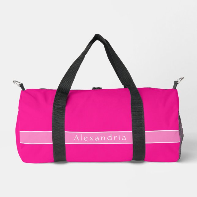Personalised Hot Pink Gym Duffle Bag (Front)